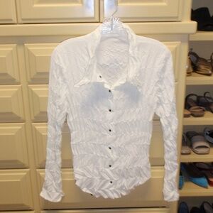 Babette Brand Ivory Long Sleeve Polyester Blouse Top Size X Small